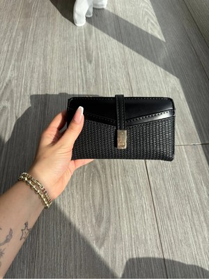 Verde Örgü Desenli Fermuarlı ve Kartlık Bölmeli Orta Boy Kadın Cüzdan