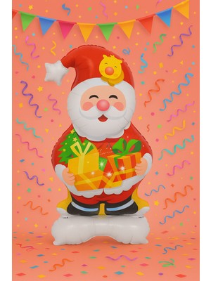 Eng Parti Dünyası Noel Baba Folyo Balon 119 cm Yılbaşı Parti Süsü Hava ve Helyum ile Şişirilebilir Balon | Eng-38 |