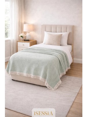 Isessia Miora Zigzak Desenli Tek Kişilik Bohem Yatak Örtüsü | 155 x 200 cm