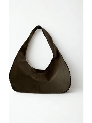 Hazel Geniş Hacimli Süet Omuz Çantası(En 51 Cm, Boy 30 Cm)