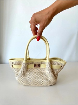 Lina Gerçek Hasır El ve Kadın Omuz Çantası