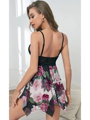 Marmara Qumasch Nightlight 3692 Mini Çiçek Detaylı Gecelik