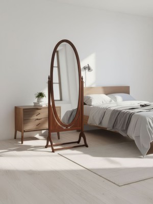 Gazzini Furniture Rivoli Ayaklı Ahşap Oval Boy Aynası 50X160