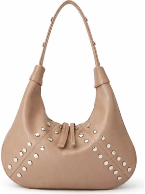 Aura Zımbalı Fermuarlı Kadın Omuz Çantası – Modern ve Şık Tasarım