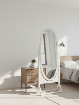 Gazzini Furniture Rivoli Ayaklı Ahşap Oval Boy Aynası 58X165