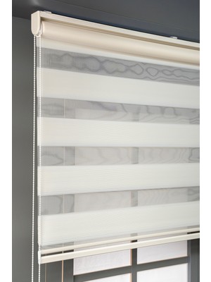 Bizden Perde Krem Mikro Pileli Zebra Stor Kaliteli Güneşlik Perdeler