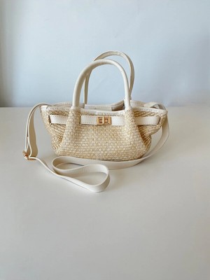 Lina Gerçek Hasır El ve Kadın Omuz Çantası