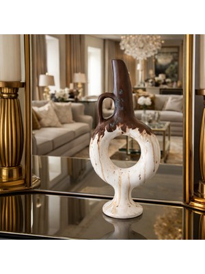 Dekoratif Seramik Vazo El Boyaması Modern Retro Tasarım Salon Masa Dekoru Ev Ofis Aksesuarı 31 cm