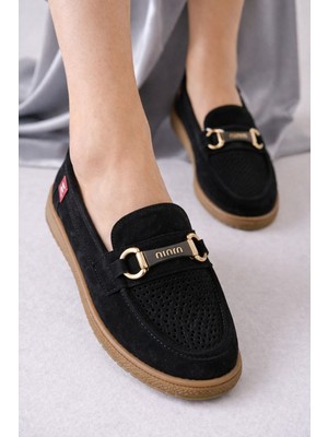 Slipcat Nima Delikli Süet Gold Aksesuarlı Kadın Wanetti Günlük Rahat Ortapedik Taban Ayakkabı