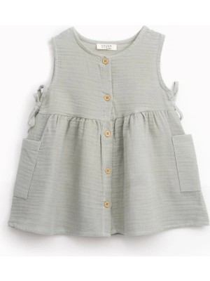 Lucky Baby Kids Kız Bebek Müslin Gri Elbise