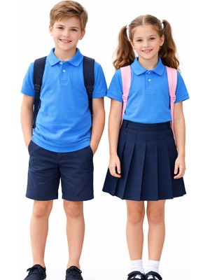 Baglan Erkek Kız Çocuk Polo Yaka Kısa Kollu Tişört BGL-ST05505