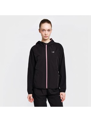 Lescon 26B-2012 Kadın Koşu Fermuarlı Siyah Kapüşonlu Sweatshirt