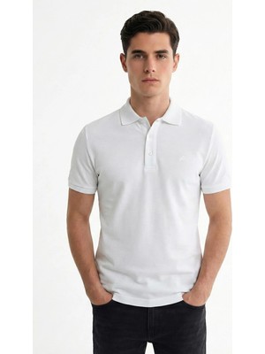 Sabri Özel Erkek Ekru Dar Kesim Slim Fit %100 Pamuklu Dokuma Polo Yaka Tişört