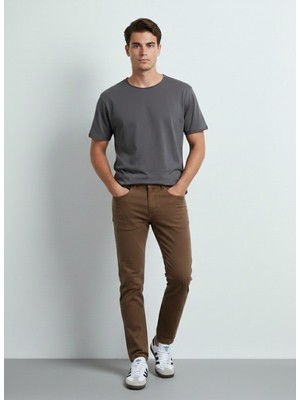 Little Big Ltb Benado Erkek Kısa Kollu Sıfır Yaka Basic Antrasit  T-Shirt