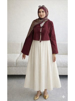 Cng Moda Bağlamalı Etek Üstü Kimono Gömlek