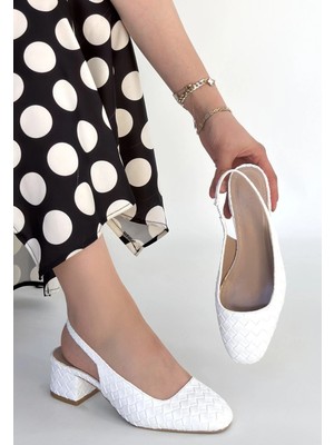 Butik Dier Beyaz Cilt Topuklu Ayakkabı