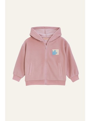 Lucky Baby Kids Kız Çocuk Kapşonlu Fermuarlı Polar Ikili Takım - Pembe