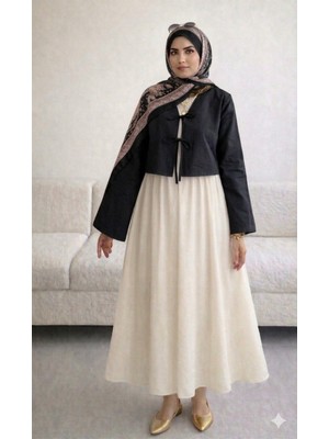 Cng Moda Bağlamalı Etek Üstü Kimono Gömlek
