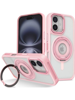 AyrStore Buğz Joko Iphone 16 Banza Magsafe Standlı Kapak - Pembe