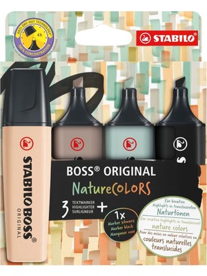 Stabilo Fosforlu Kalem (İşaret Kalemi) Boss Naturecolors 4Er S-M-G-B 70/4-2-5 (4 Lü Set)