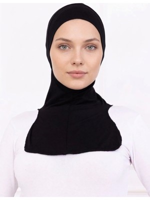 Alivascarf Siyah Ninja Bone Boyunluklu Likralı Sporcu Bonesi Kadın Pratik Tesettür Hijab Başörtü
