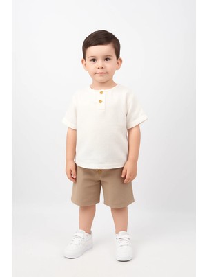 Lucky Baby Kids Kahve Şortlu Müslin Takım