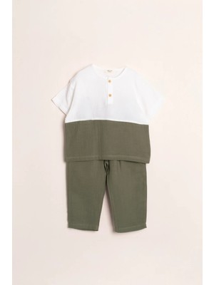 Lucky Baby Kids Müslin Yeşil Pantolon Takım