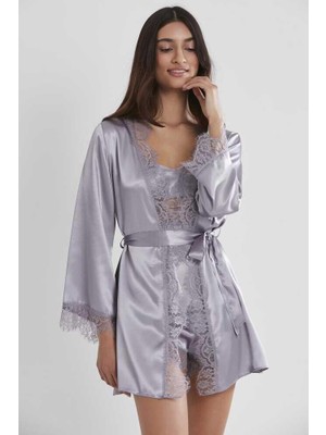 Pierre Cardin Saten Royal 3lü Kimono Şort Takımı 2490