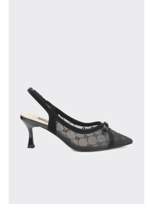Derinet Fileli Fiyonk Aksesuarlı Kadın Abiye Ayakkabı