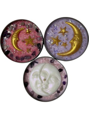 Anima Glow Astro Myth Serisi - Ametist & Pembe Kuvars Taşlı %100 Soya Tasarım Mum