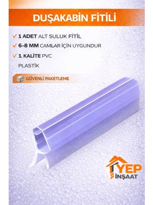 Yep İnşaat Duşakabin Alt Suluk Fitil   | 6-8 mm Cam Uyumlu Pvc Su Sızdırmaz Fitil