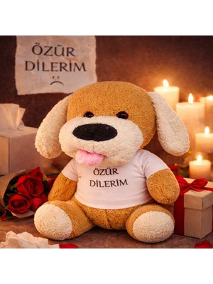 Masa Dostu Özür Dilerim Tişörtlü Peluş Oyuncak Köpek