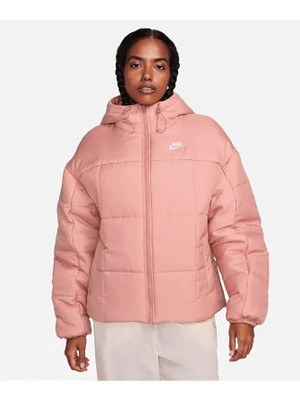 Nike Sportswear Classic Puffer Kadın Pembe  Bol Kesim Kapüşonlu Mont FB7672-618