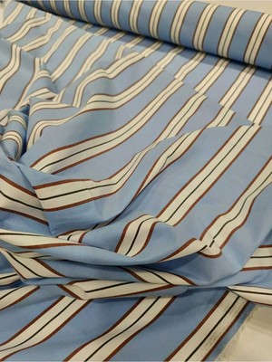 150 cm En Mavi Beyaz Çizgili Gömlek Elbise Tunik Pantolon Yapımına Uygun %organik Pamuk Kumaş