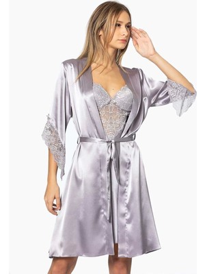 Pierre Cardin Midi Dantel Sabahlık Gecelik Set 4240 Royal