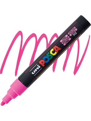 Uni-Ball Posca 1.8-2.5 Su Bazlı Poster Boyama Kalemi Markörü Fosforlu Pembe N Pc-5M (6 Lı Paket)
