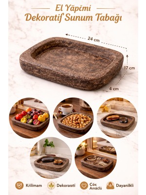 El Yapımı Kırılmaz Dekoratif Sunum Tabağı 24×17 cm