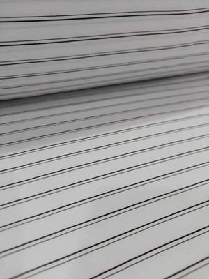 Siyah Çizgili Beyaz Kumaş – Pamuk Viskon Dökümlü Çizgili Kumaş – Gömlek, Elbise ve Tunik