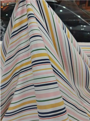 150 En Beyaz Zemin Üzerine Renkli Çizgili Viskon&pamuk