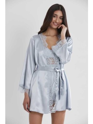Pierre Cardin Saten Mist 3lü Kimono Şort Takımı 2490
