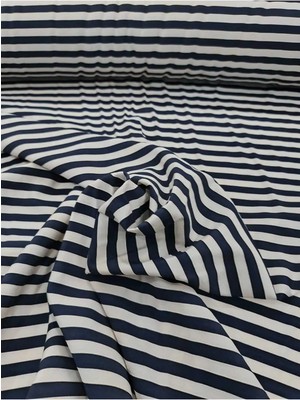 Viskon Lacivert Beyaz Çizgili Kumaş –yumuşak Dokulu Günlük Giyim Elbiselik Gömlek Kumaş 150EN