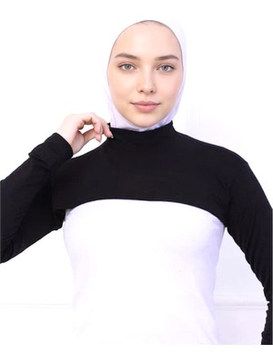 Alivascarf Likralı Penye Kolluk Siyah - Pratik Kadın Tesettür Düz Namaz Kolluğu 1 Çift 40CM Viskon Hijab