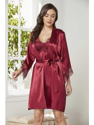 Pierre Cardin 6'lı Bordo Kısa Gecelik Sabahlık Çeyiz Set 6040