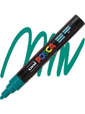 Uni-Ball Posca 1.8-2.5 Su Bazlı Poster Boyama Kalemi Markörü Zümrüt Yeşili Pc-5M (6 Lı Paket)