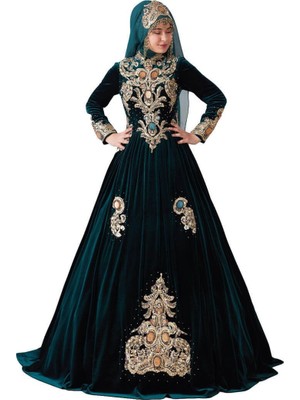 Ceyyiz Büyük Taşlı Tesettür Bindallı Kına Elbisesi Zerafet