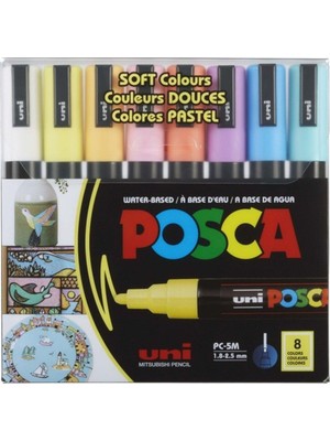 Uni-Ball Posca 1.8-2.5 Su Bazlı Poster Markör Kalemi Sotf 8 Renk Pc-5m/8c
