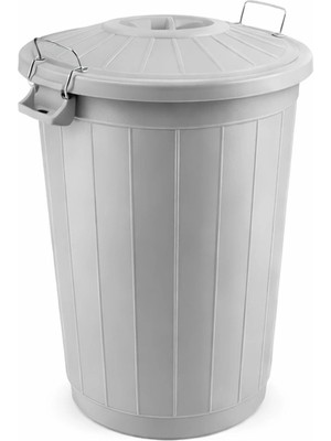 CT Stones Kovası 70 Lt Plastik Kovası Kapaklı Büyük Boy Bidonu Dayanıklı Kovası - Gri