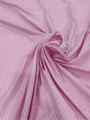 Pembe Çizgili Kumaş – Modern Ince Çizgi Desenli Gömlek Tunik Elbise Kumaş 150 cm En