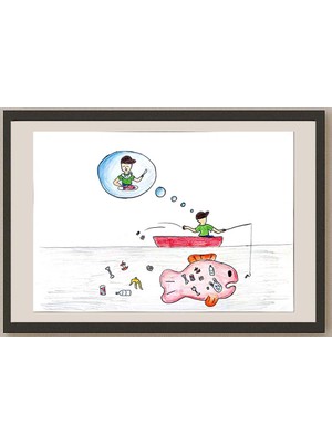 Karikatural Lam Ka Po 35X25CM Orijinal Karikatür BOD00984