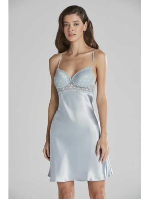 Pierre Cardin Saten Güpürlü Kaplı Gecelik 600 Mist